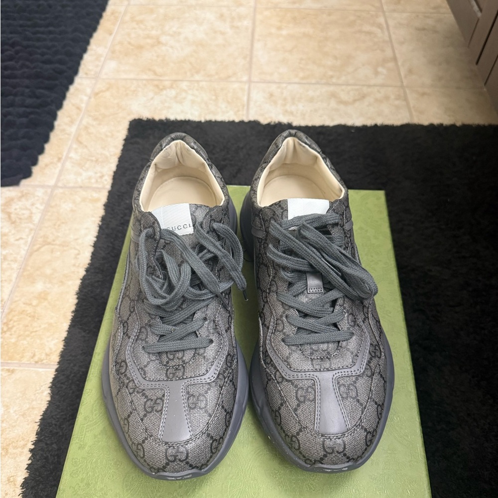 Gucci Charcoal Textured Sneakers